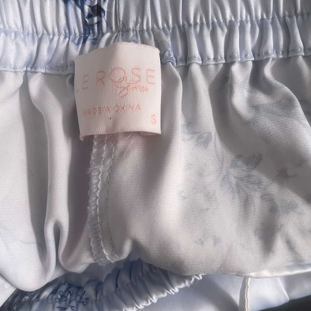 Le Rose Satin PJ Set Small Blue Floral Bridal Romantic Wedding Briddesmaid Photo - Picture 8 of 16